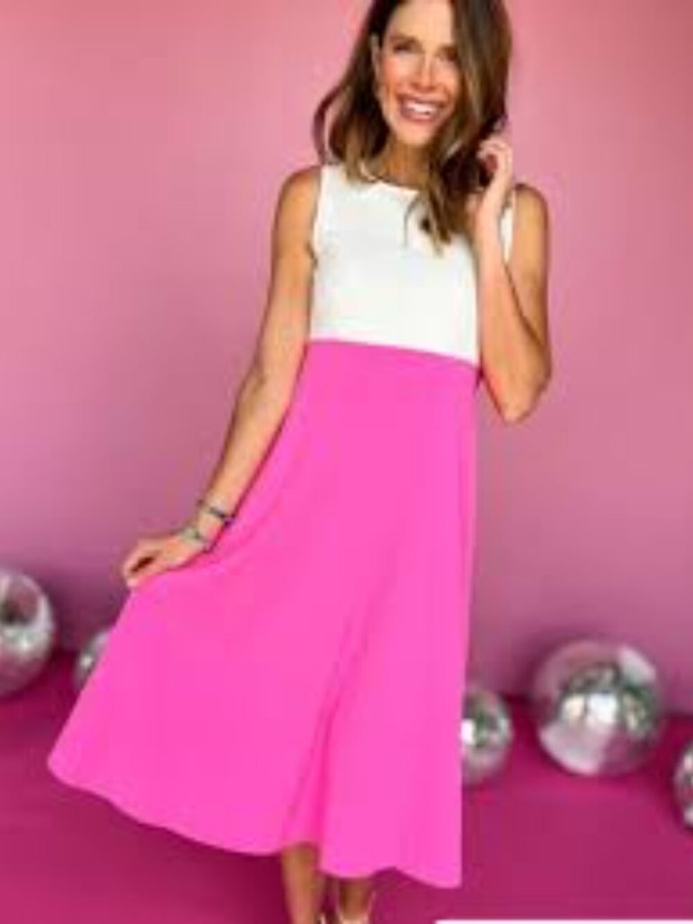 NWOT JODIFL Pink Color Block Midi Dress